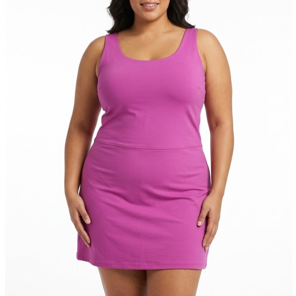 Elle Sport Purple Active Tank Tennis Dress with Built-in Shorts & Pockets XXL